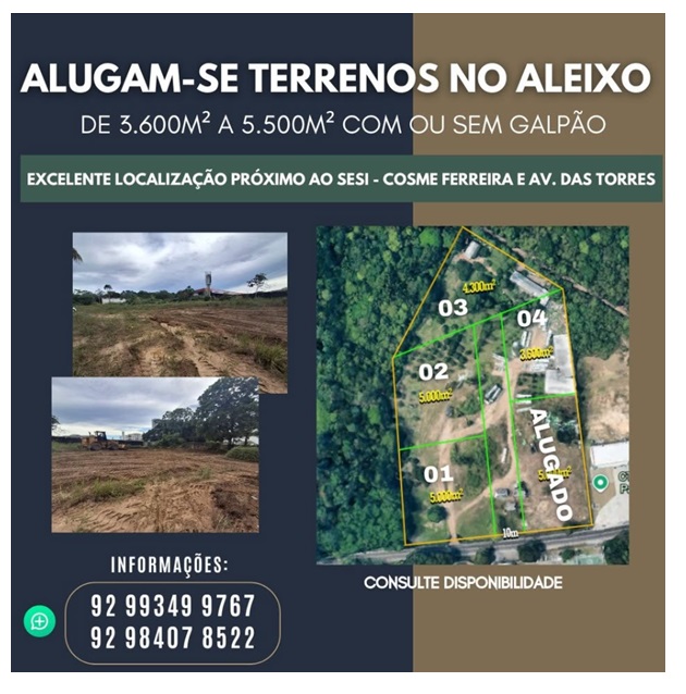 Alugo terreno comercial de 3.000 a 7.000m²